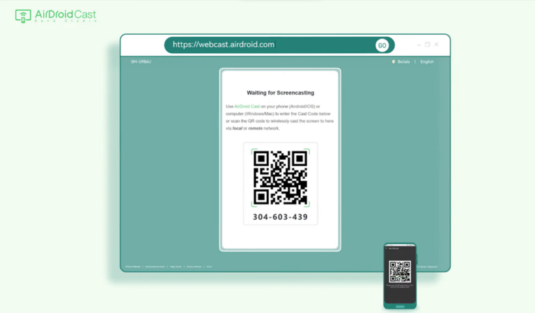 scan the QR code on Airdroid Cast Web