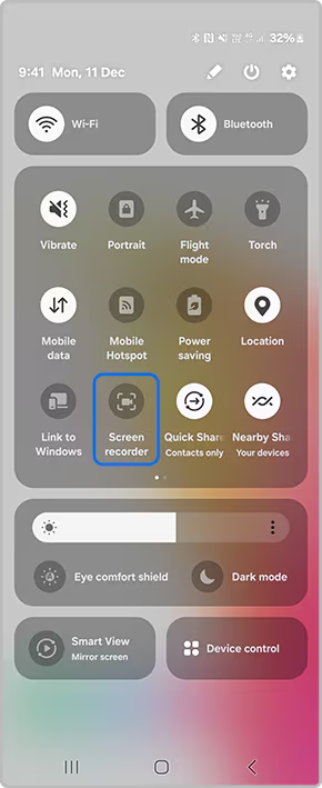 Select the Screen Recorder option