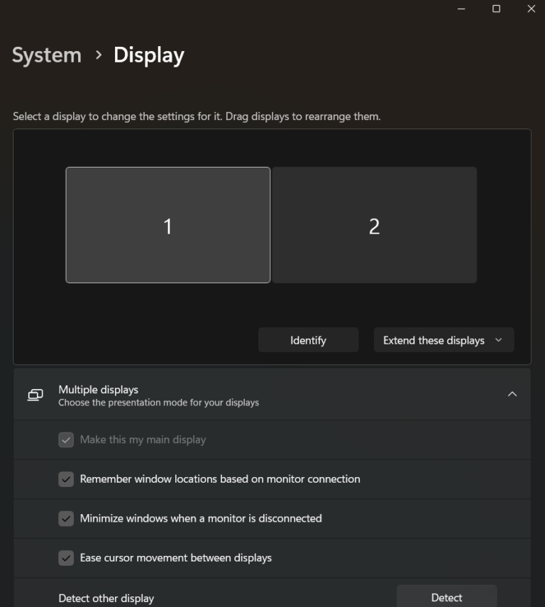  change whether you’d like to duplicate/extend the display