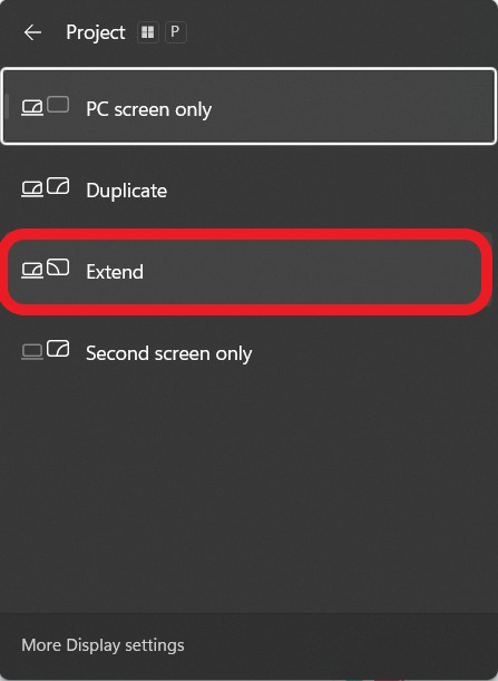 Select ‘Extend’ to have a separate desktop to work with