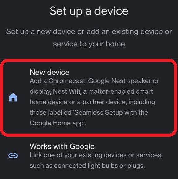 click "new device" button