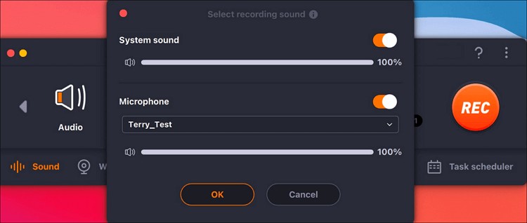 select sound resource while recording